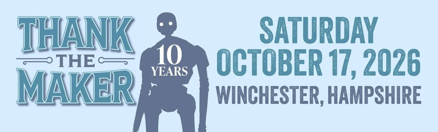 Thank The Maker banner with the 10 Years logo and the words Saturday October 17, 2026, Winchester, Hampshire